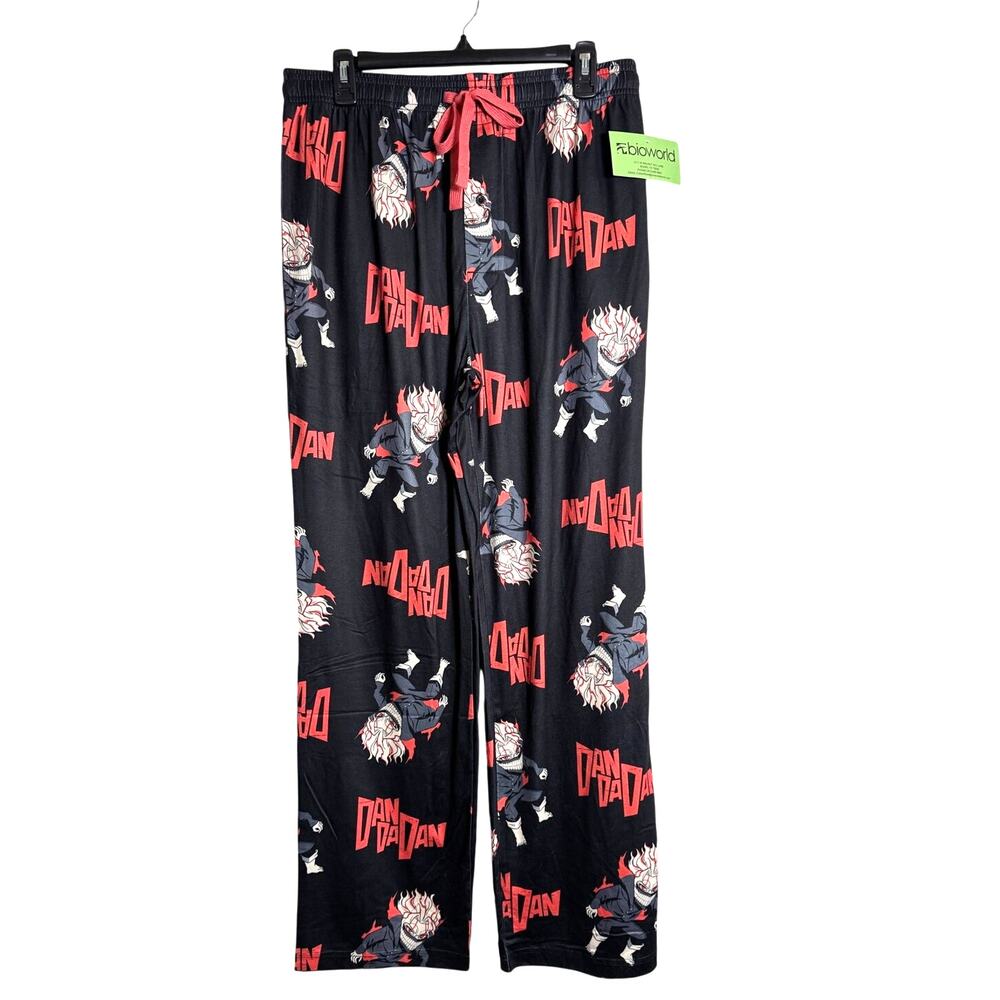 DAN DA DAN Sleep Pants NEW Black Red Pull-on Poly Blend Pants Pockets Size M